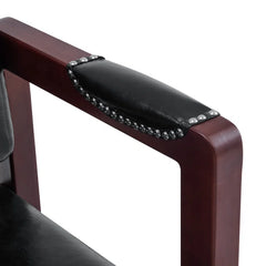 Dharishan Faux Leather Bench with Backrest and Rivet Detailing for Waiting Room Seating