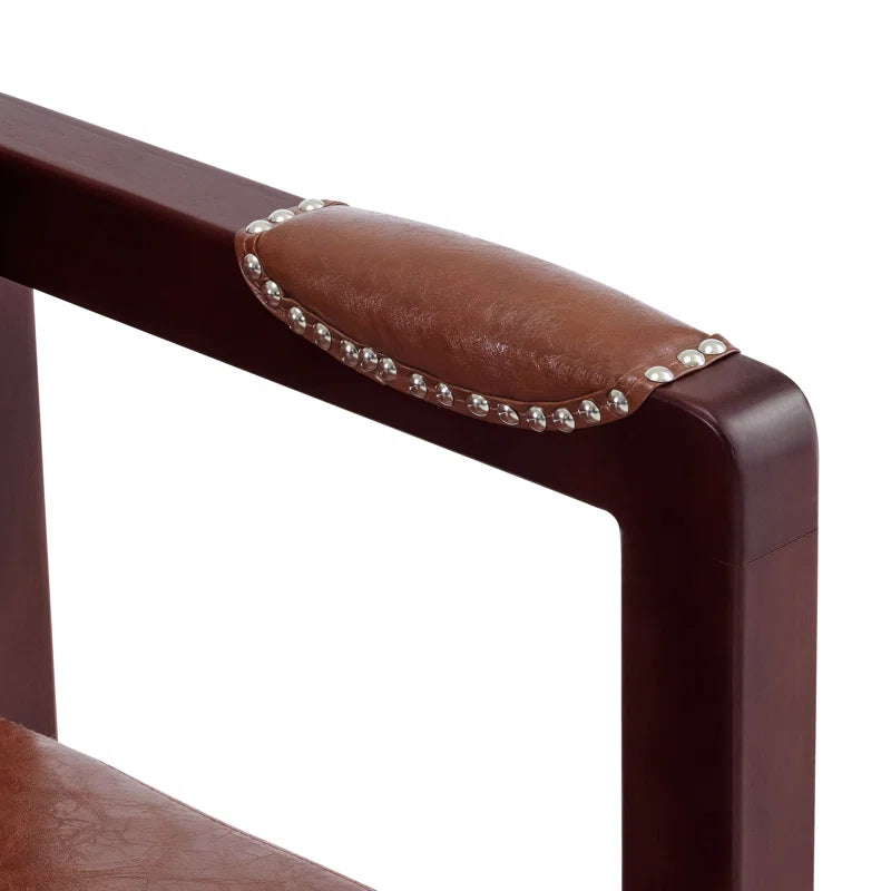 Dharishan Faux Leather Bench with Backrest and Rivet Detailing for Waiting Room Seating