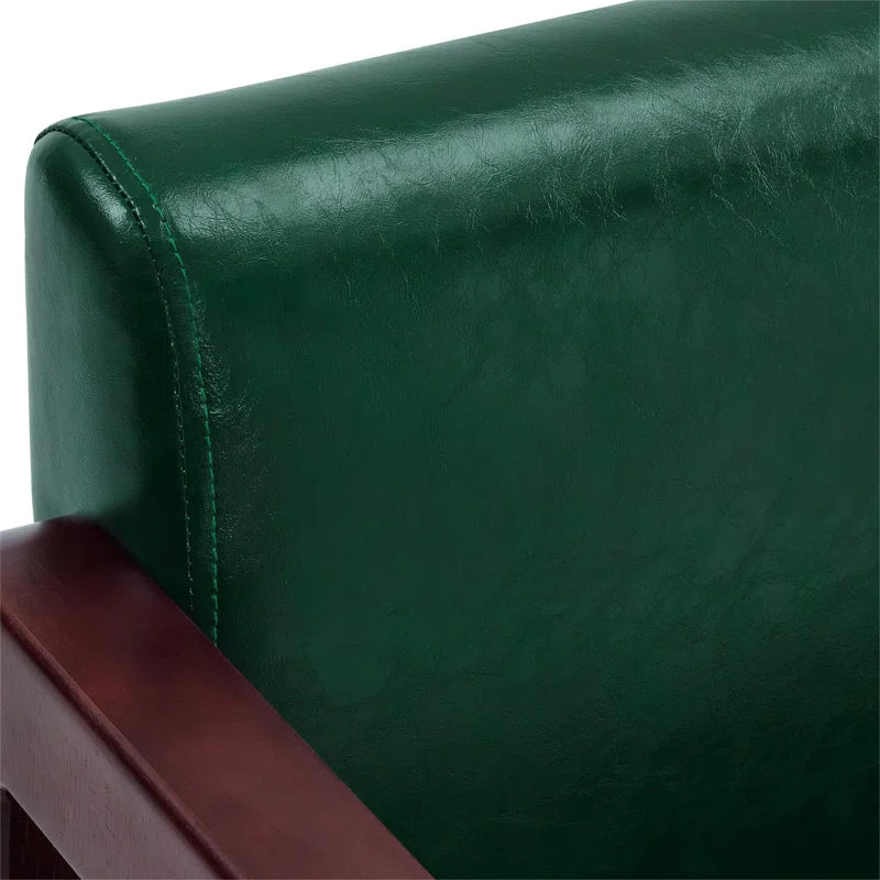Dharishan Faux Leather Bench with Backrest and Rivet Detailing for Waiting Room Seating