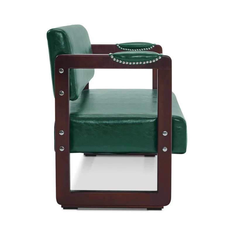 Dharishan Faux Leather Bench with Backrest and Rivet Detailing for Waiting Room Seating