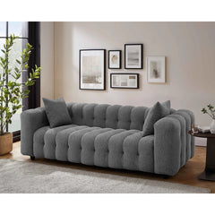 Lenzi Modern Square Arms Chesterfield Sofa - WoodenBazar