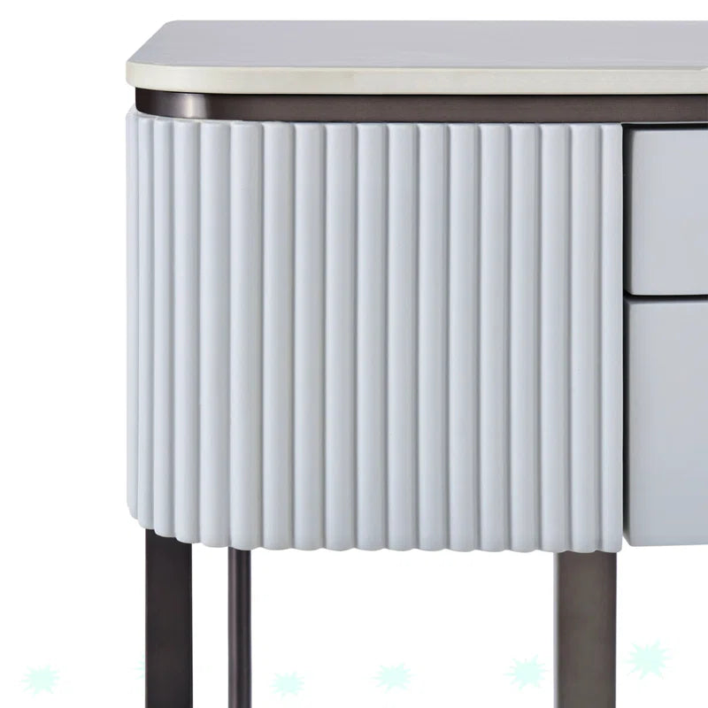 Yionax Dressing Table Set with 5 Drawer and Brushed Titanium Leg