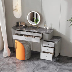 Yionax Dressing Table Set with 5 Drawer and Brushed Titanium Leg