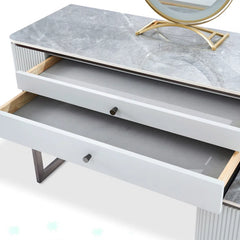 Yionax Dressing Table Set with 5 Drawer and Brushed Titanium Leg