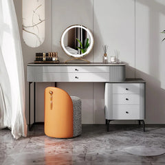 Yionax Dressing Table Set with 5 Drawer and Brushed Titanium Leg