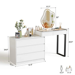 Alix Vanity Desk with Mirror and Lights - Wooden Bazar