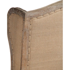 Upholstered Sofa with Carved Wood Frame – Vintage Linen Elegance