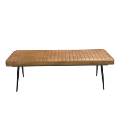 Hazer Genuine Leather Upholstered Bench - Wooden Bazar