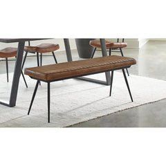 Greaturn Genuine Leather Upholstered Bench - Wooden Bazar