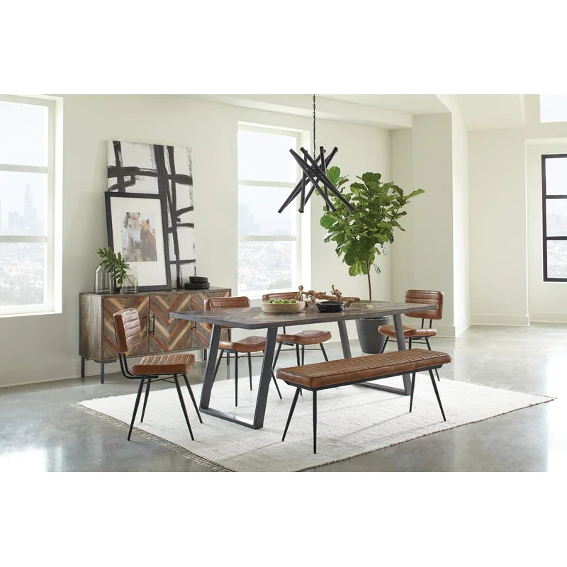 Greaturn Genuine Leather Upholstered Bench - Wooden Bazar