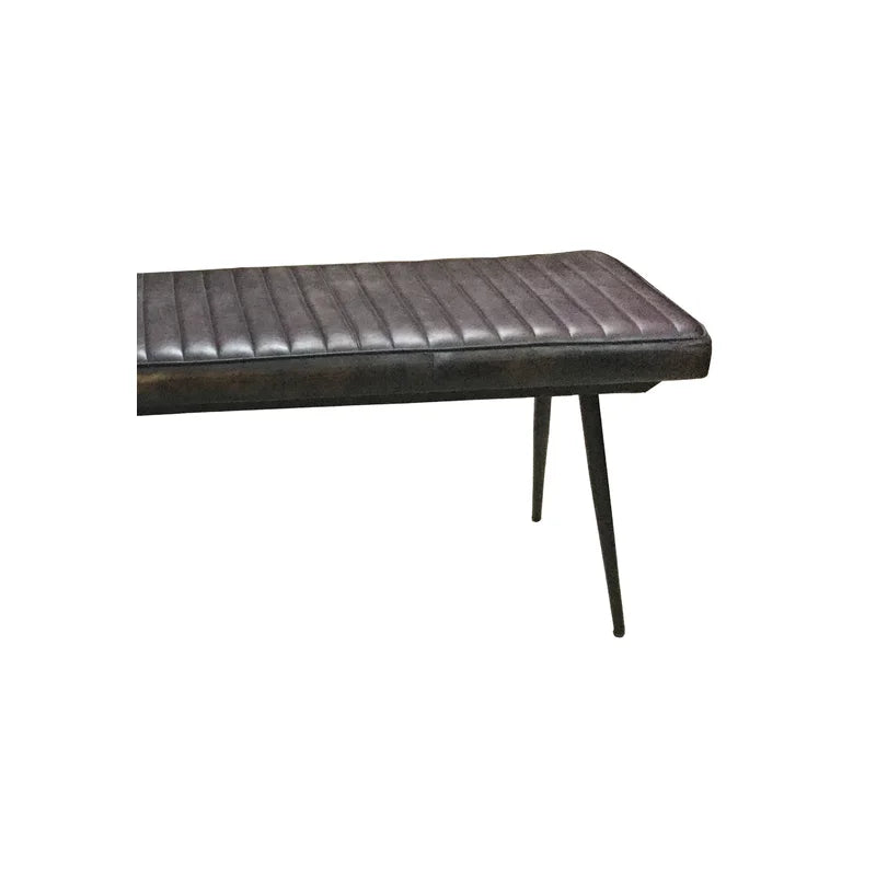 Hazer Genuine Leather Upholstered Bench - Wooden Bazar