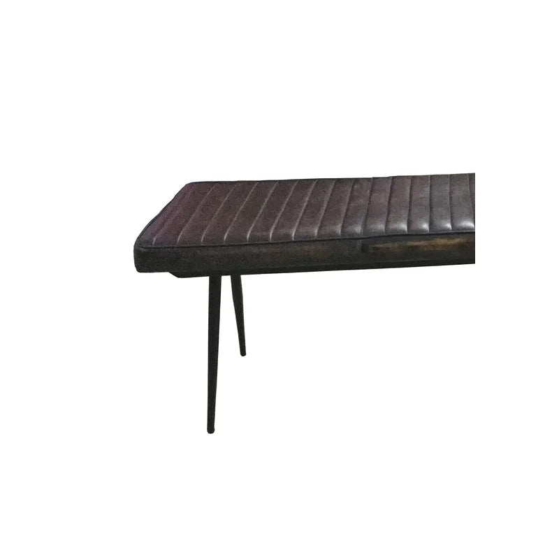 Hazer Genuine Leather Upholstered Bench - Wooden Bazar