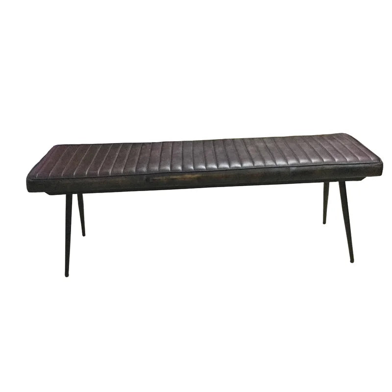 Hazer Genuine Leather Upholstered Bench - Wooden Bazar