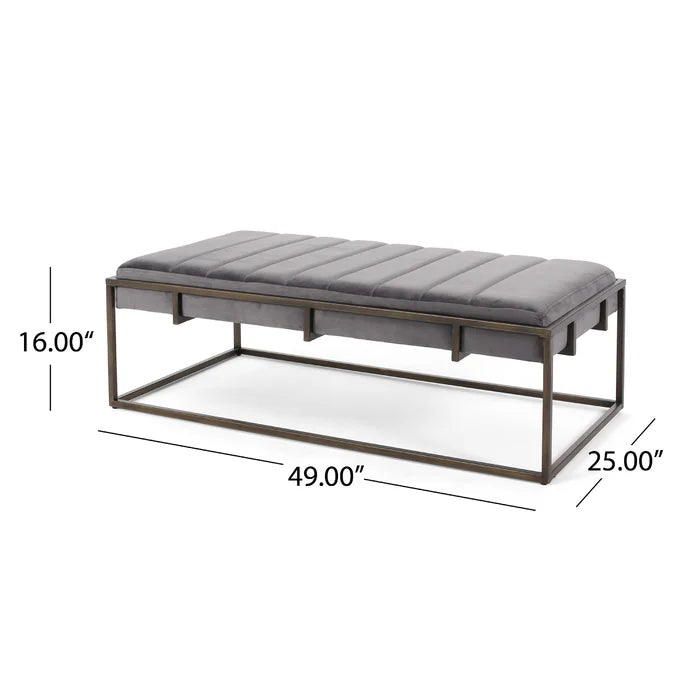 Polyester Upholstered Bench - Wooden bazar