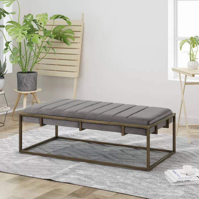 Polyester Upholstered Bench - Wooden bazar