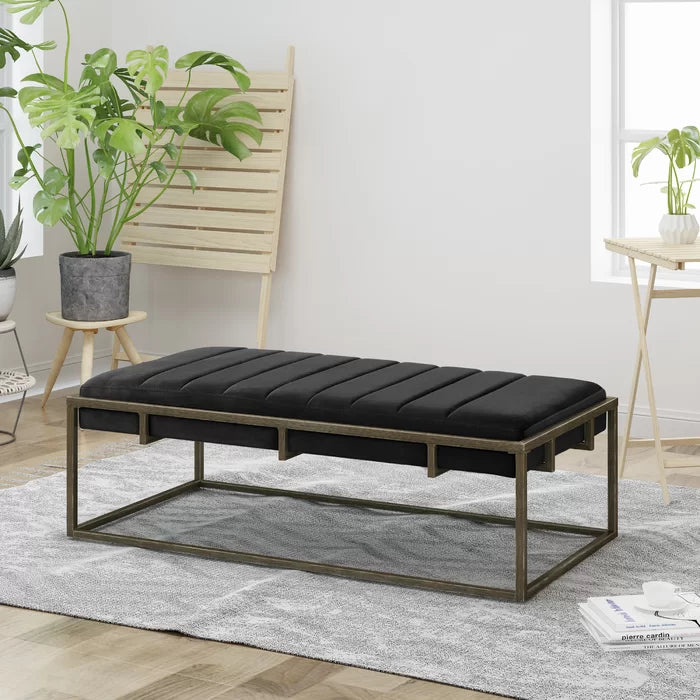 Polyester Upholstered Bench - Wooden bazar