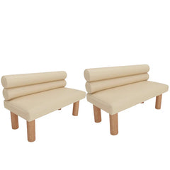 Eightel Light Yellow Faux Leather Upholstered Bench Set Of 2 Faux Leather Upholstered Bench