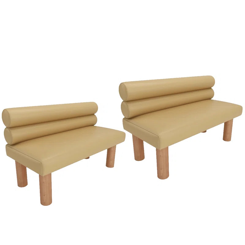 Eightel Light Yellow Faux Leather Upholstered Bench Set Of 2 Faux Leather Upholstered Bench