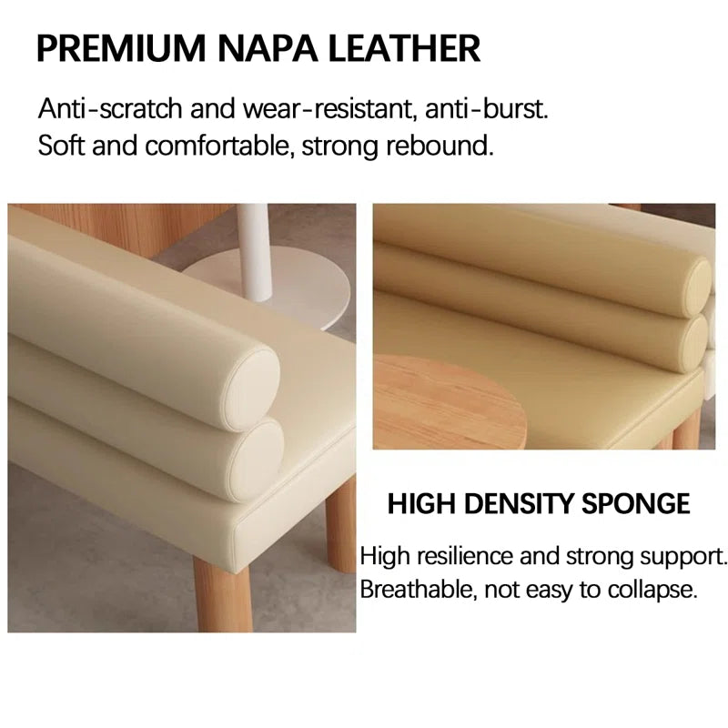 Eightel Light Yellow Faux Leather Upholstered Bench Set Of 2 Faux Leather Upholstered Bench