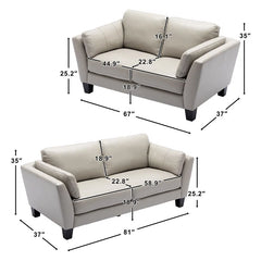 Lilarame 2 - Piece Top Genuine Leather Cushion Back Living Room Luxury Sofa Set