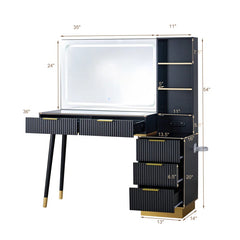 Aerialnitic Large Vanity, Make up Vanity wirh Drawers & Adjustable Light