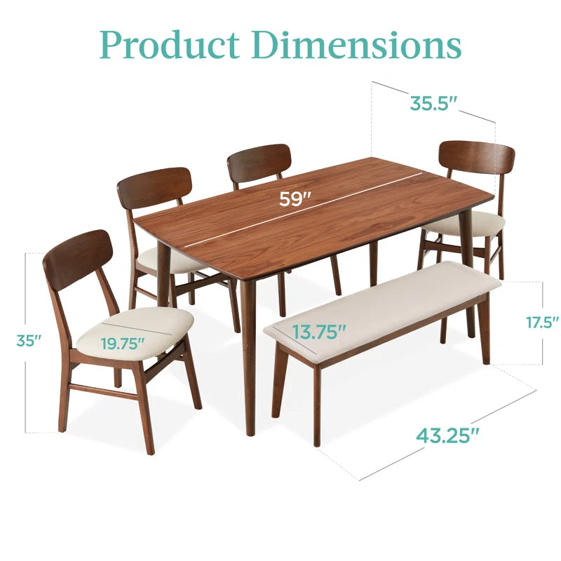 Minamilast 6 Seater Dining Table Set - Wooden Bazar