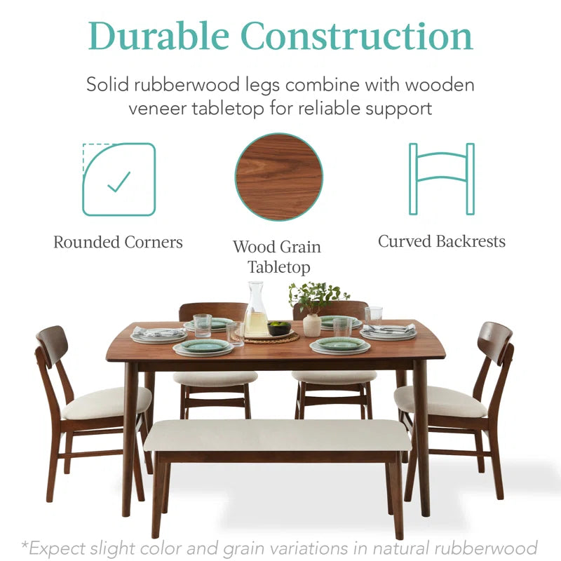 Minamilast 6 Seater Dining Table Set - Wooden Bazar