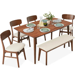 Minamilast 6 Seater Dining Table Set - Wooden Bazar