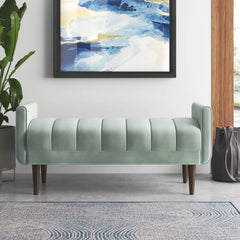 Scheduliana Polyester Blend Upholstered Bench - Wooden bazar