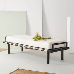 Alixper Blend Upholstered Bench - Wooden Bazar