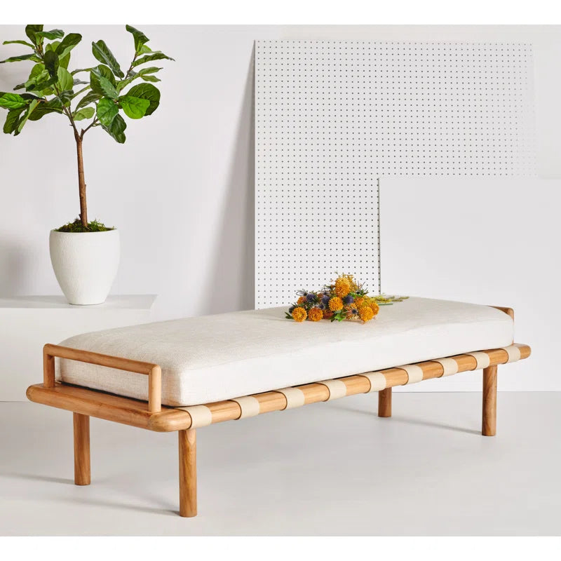 Alixper Blend Upholstered Bench - Wooden Bazar