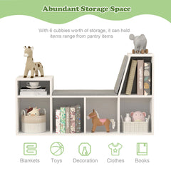 6-Tier Wooden Corner Reading Nook Organizer with Seat Cushion and Storage - Wooden Bazar