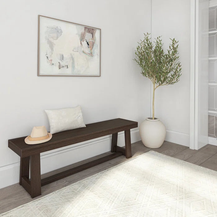 Cantered Polyester Blend Upholstered Bench - Wooden Bazar