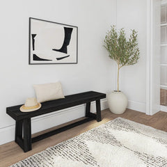 Cantered Polyester Blend Upholstered Bench - Wooden Bazar