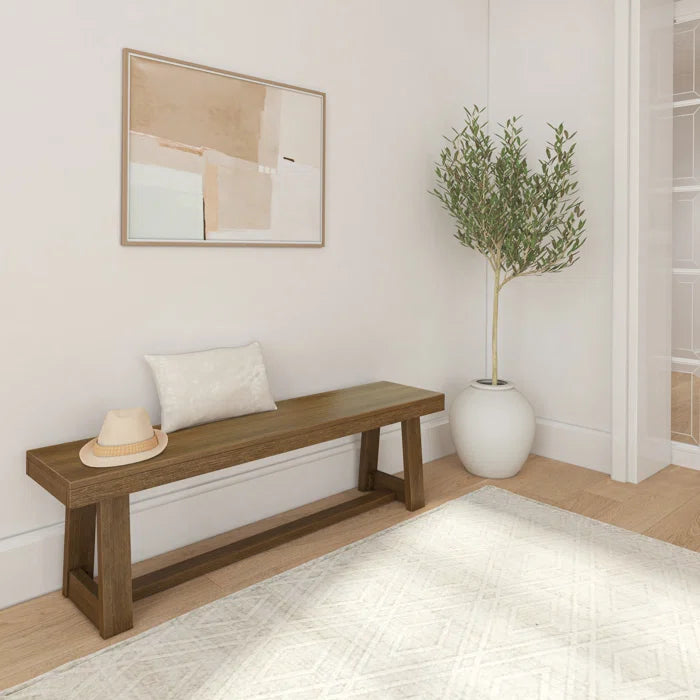 Cantered Polyester Blend Upholstered Bench - Wooden Bazar