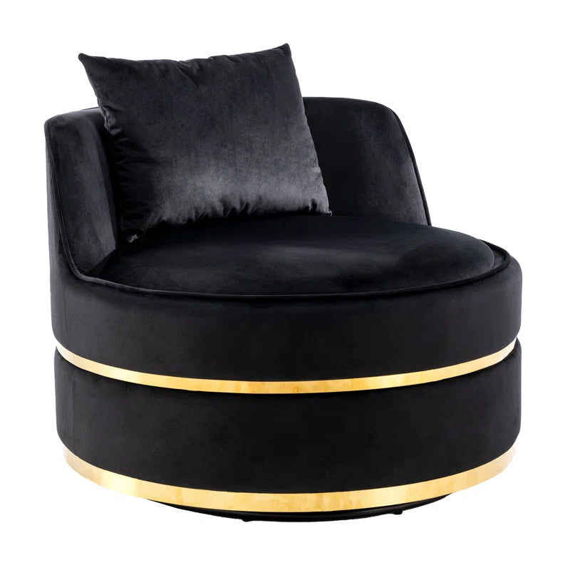 Venvo Velvet Swivel Barrel Chair For Luxury Spaces  - Wooden Bazar