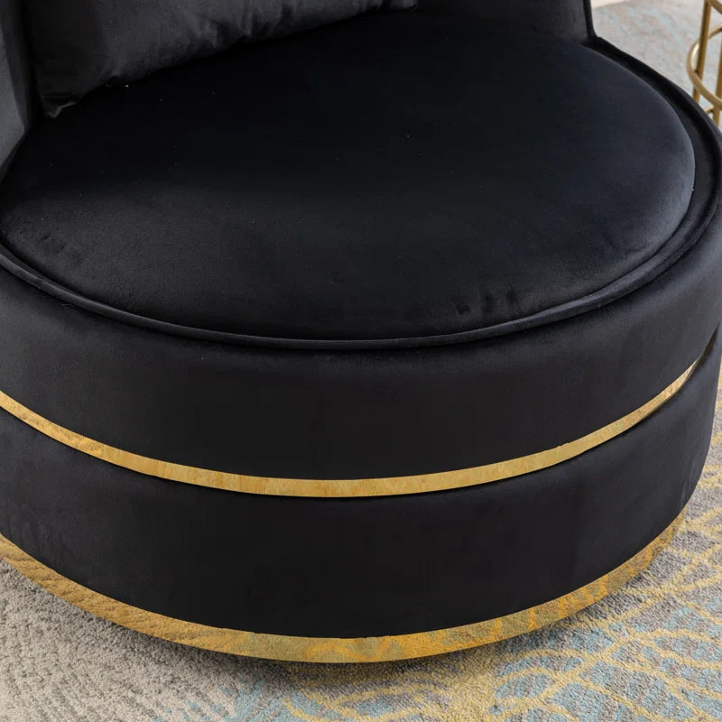 Venvo Velvet Swivel Barrel Chair For Luxury Spaces  - Wooden Bazar