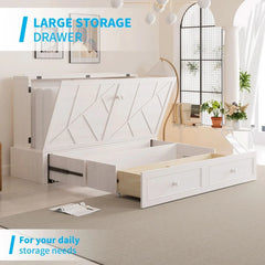 Peak Queen Murphy Bed Cabinet with Storage & Charging Station