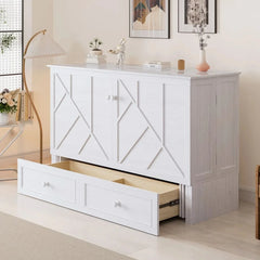 Peak Queen Murphy Bed Cabinet with Storage & Charging Station