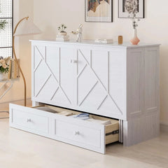 Peak Queen Murphy Bed Cabinet with Storage & Charging Station
