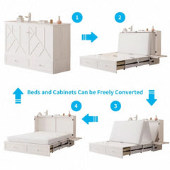 Peak Queen Murphy Bed Cabinet with Storage & Charging Station