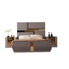 Modern Style Tufted Upholstery Queen/King Bed made with Wood & Mirror Accent