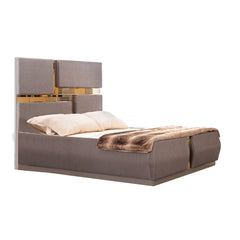 Modern Style Tufted Upholstery Queen/King Bed made with Wood & Mirror Accent