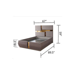 Modern Style Tufted Upholstery Queen/King Bed made with Wood & Mirror Accent