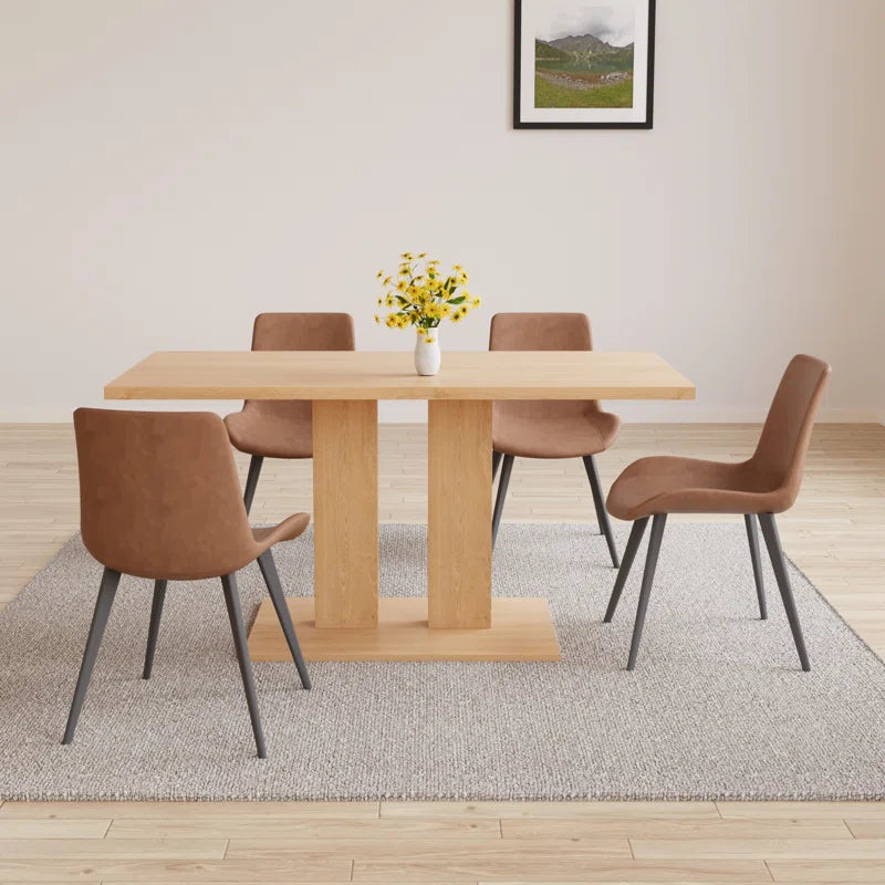 Carvinol 46'' Modern Dining Kitchen Table with and 4 Dining Chairs Set