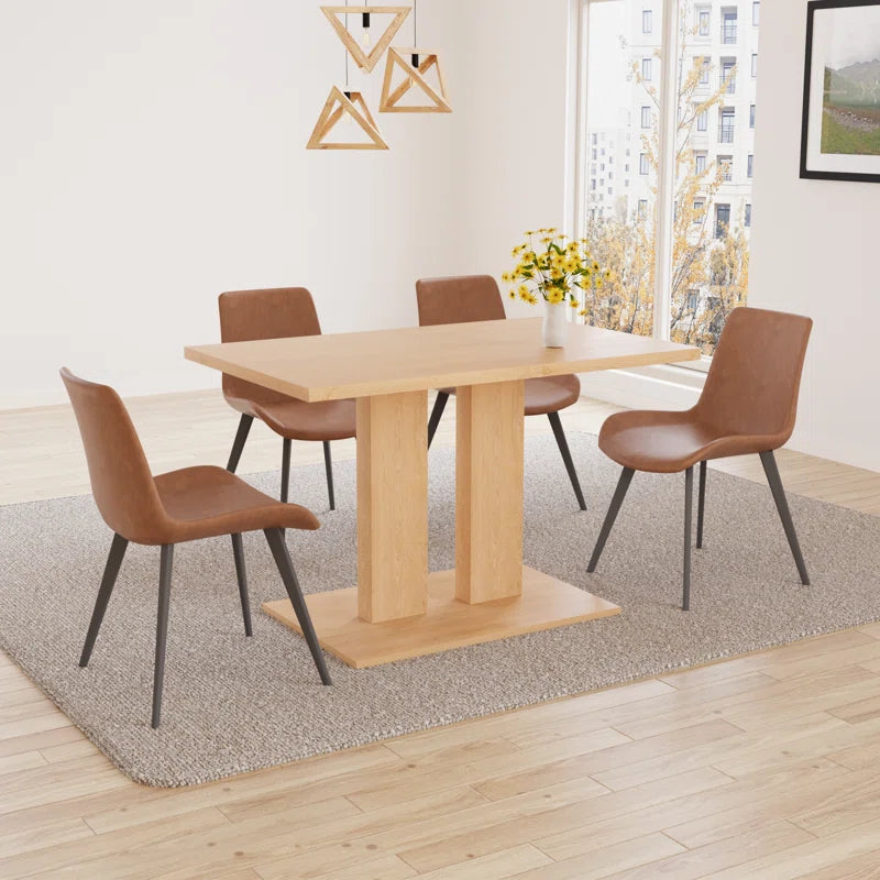 Carvinol 46'' Modern Dining Kitchen Table with and 4 Dining Chairs Set