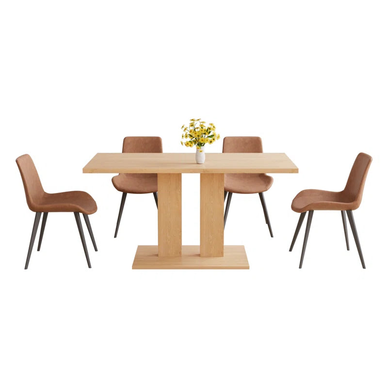 Carvinol 46'' Modern Dining Kitchen Table with and 4 Dining Chairs Set