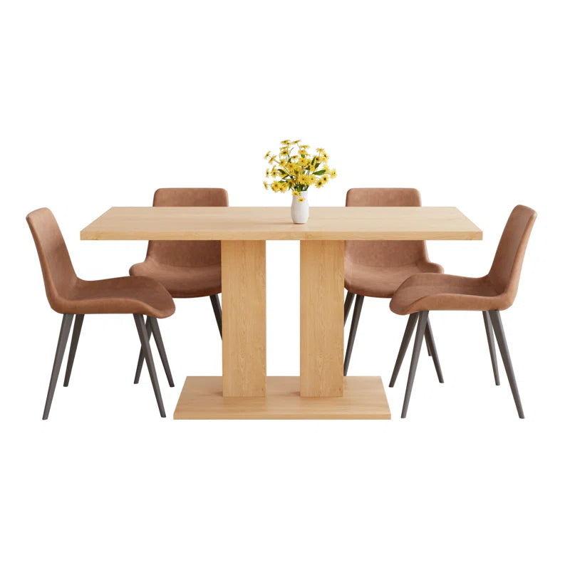 Carvinol 46'' Modern Dining Kitchen Table with and 4 Dining Chairs Set