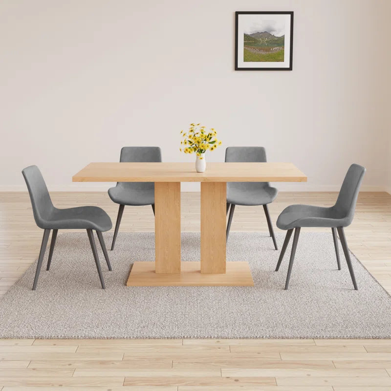 Carvinol 46'' Modern Dining Kitchen Table with and 4 Dining Chairs Set