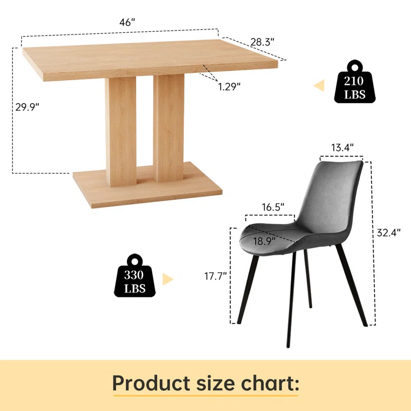 Carvinol 46'' Modern Dining Kitchen Table with and 4 Dining Chairs Set
